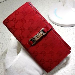 Gucci Red GG Canvas Long Wallet